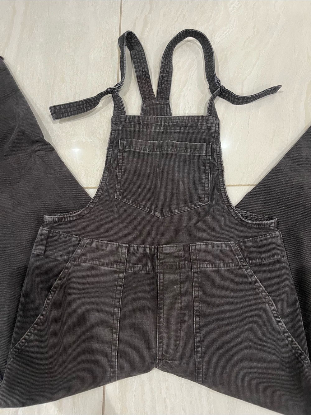 aerie Black Corduroy Overall Strap Detail